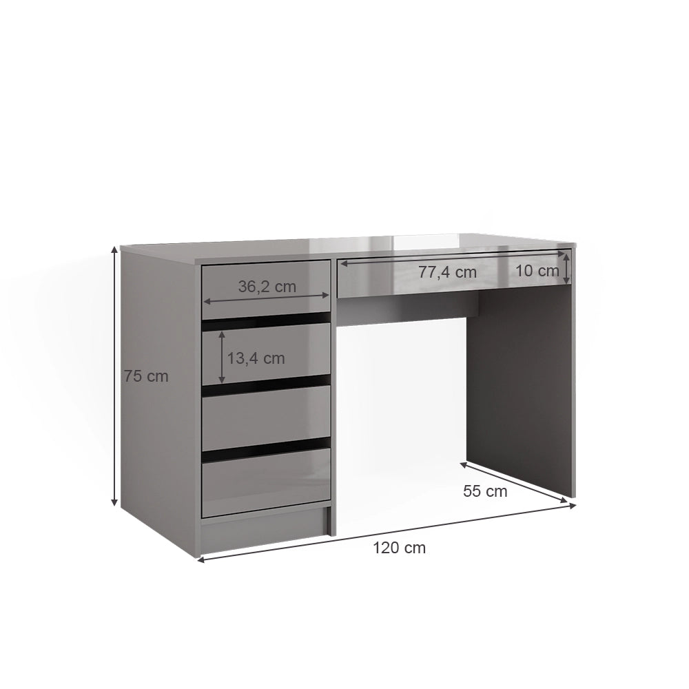 Vicco Tavolo da toeletta Grigio 120 cm Senza specchio