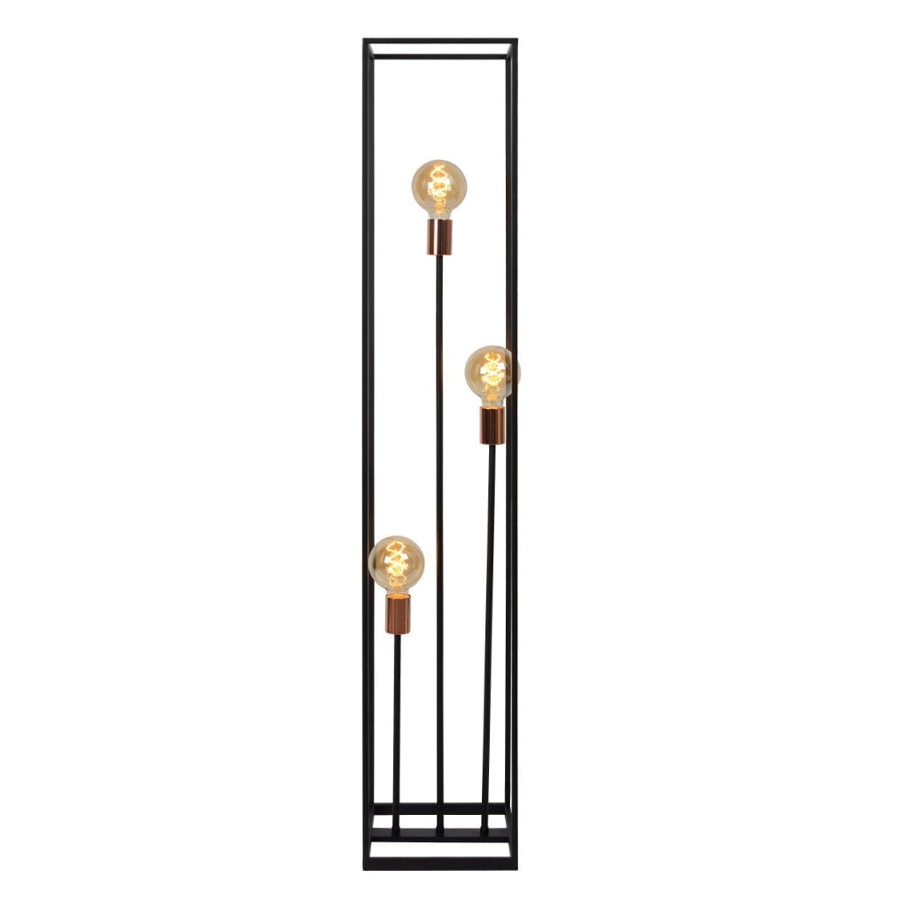 Lucide Arthur lampada da terra 3xE27 nero oro 140cm