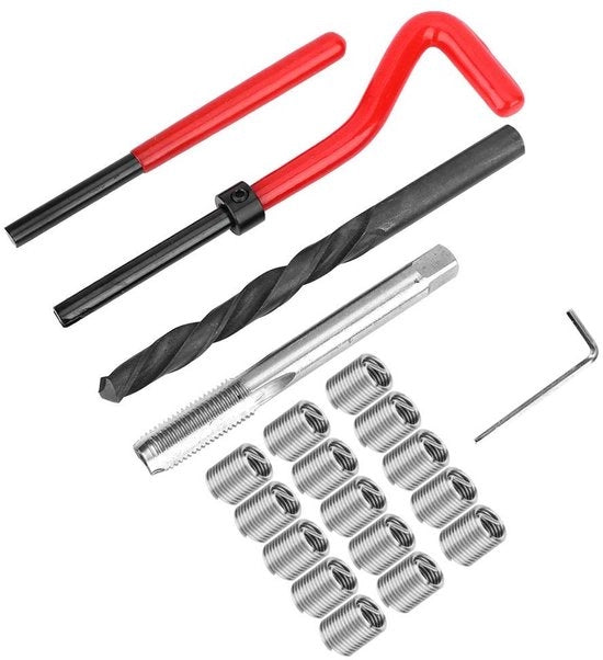 Kit di riparazione a 20 pezzi M9x1.25mm con viti a dente di sega in acciaio inossidabile e chiave a spirale per la manutenzione dell'auto.