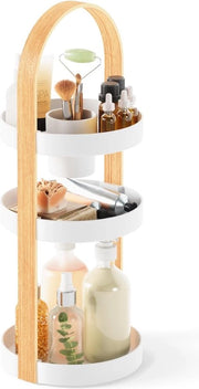 Organizzatore per cosmetici e trucco con contenitore rimovibile per pennelli per il trucco, 3 celle