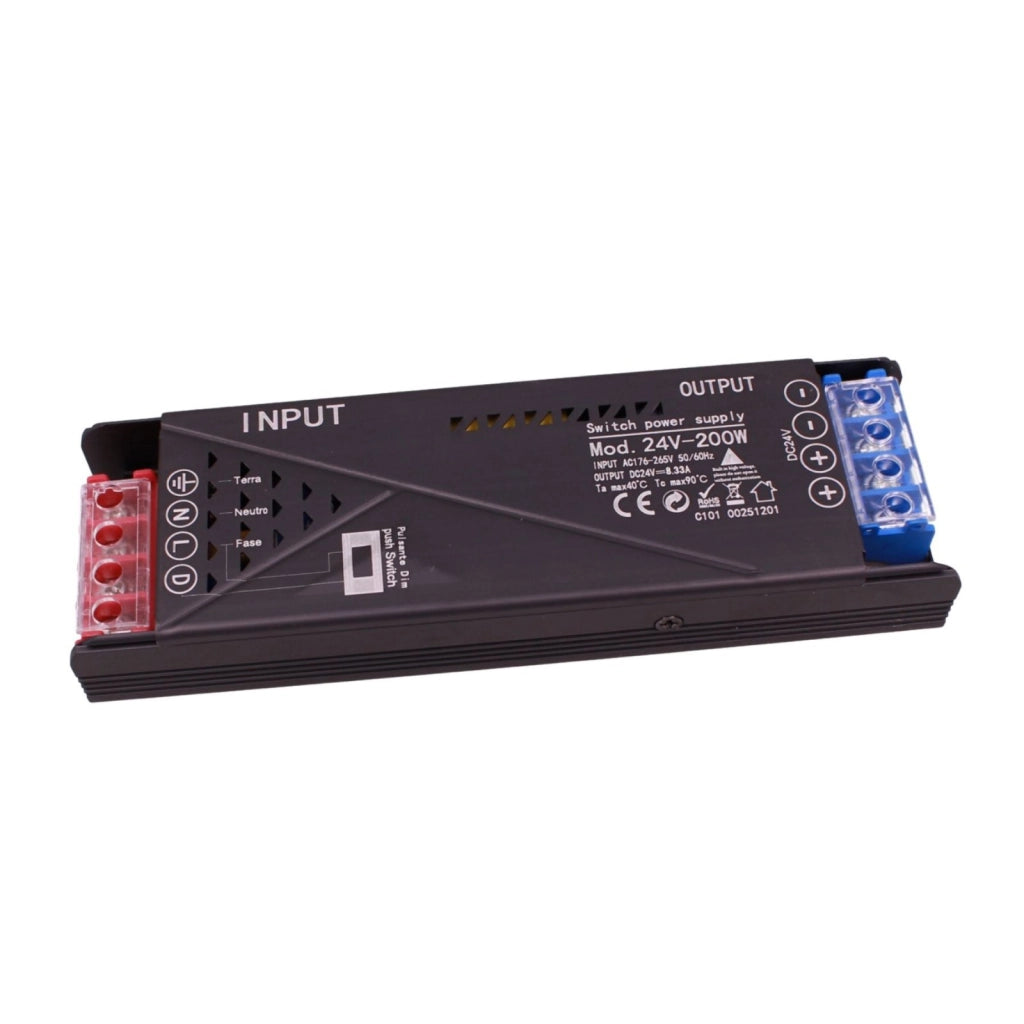 Alimentatore Trasformatore 24V Push Dimmer, Dimmerabile Con Pulsante NO (10-100%), Memoria Dopo Blackout, Spegnimento Soft, 2 Uscite, Input 220V IP20, Disponibili 100W 200W 300W 400W (200W)