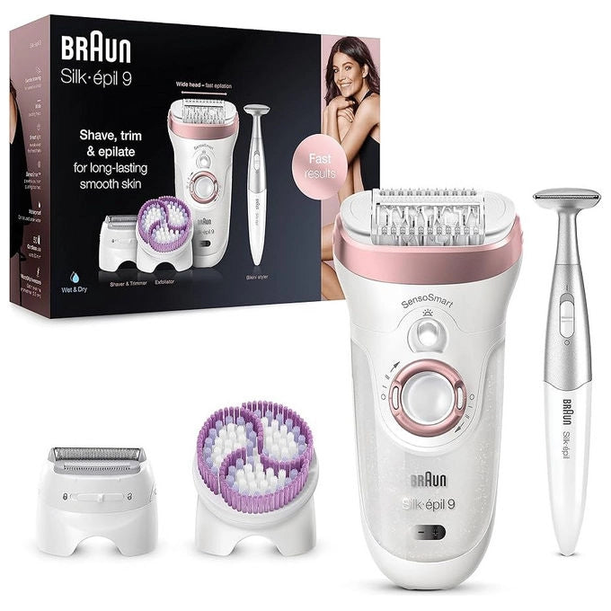 Braun, Epilatore Elettrico, Silk·épil 9, WetandDry, Con Accessori, Argento