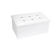 Trade Shop - Pouff Puff Pouf Contenitore Imbottito Portaoggetti Seduta Bianco 79438 76x38x35cm -