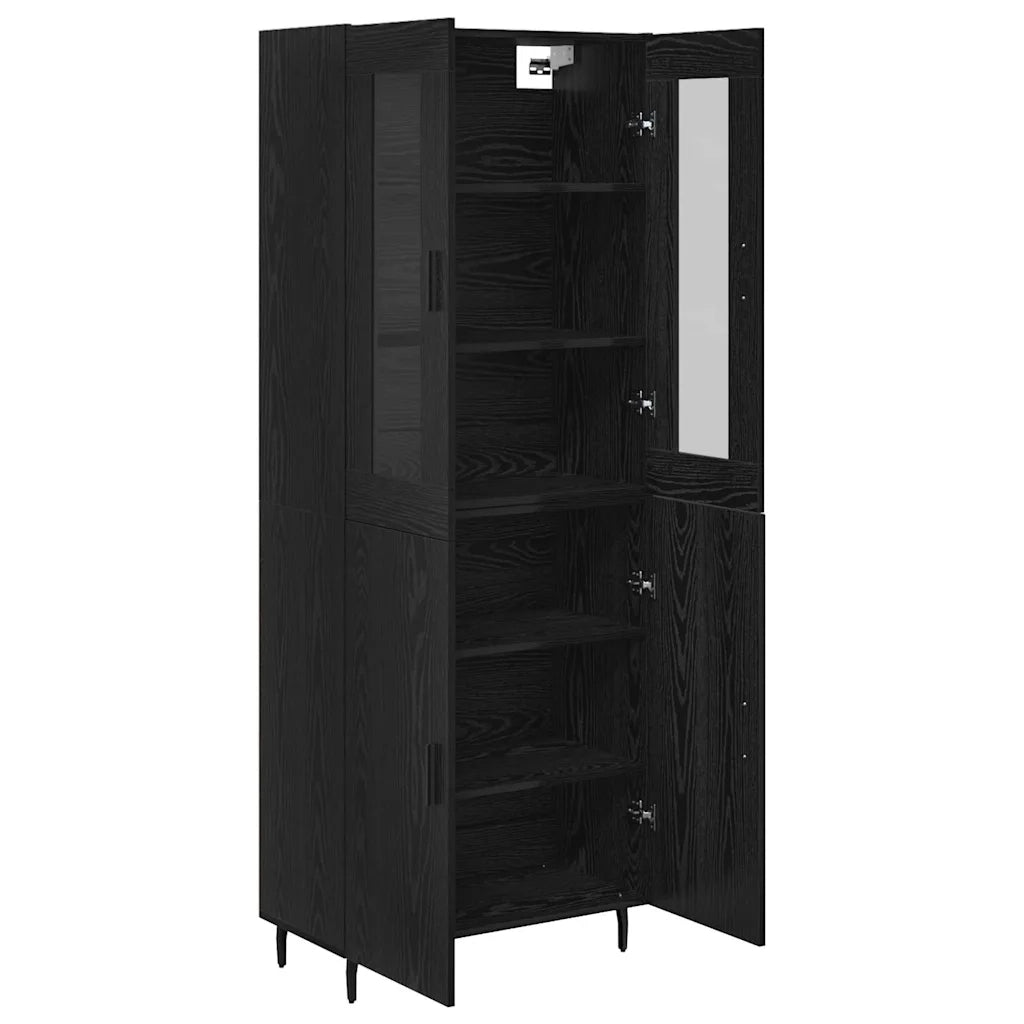Credenza 2 pz | Madia | Buffet da pranzo | Armadio da pranzo Rovere Nero Legno multistrato