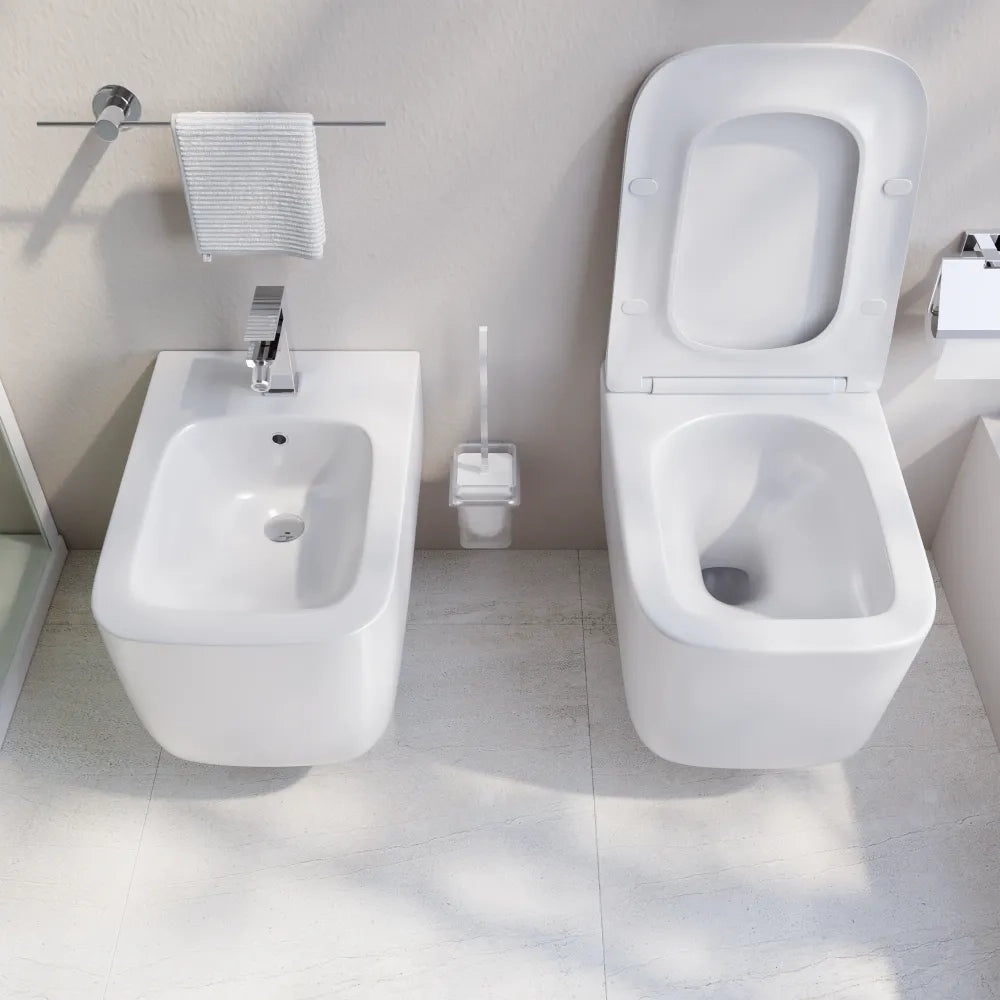 Coppia di sanitari sospesi vaso tornado e bidet bianco lucido | Lubiana