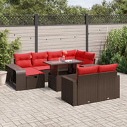 Set Divani da Giardino 11 pz con Cuscini Marrone in Polyrattan 3276510