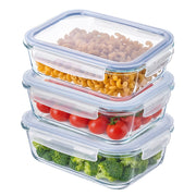 Contenitore per alimenti in vetro KADAX da 1520 ml con coperchio, portapranzo (3 pezzi)