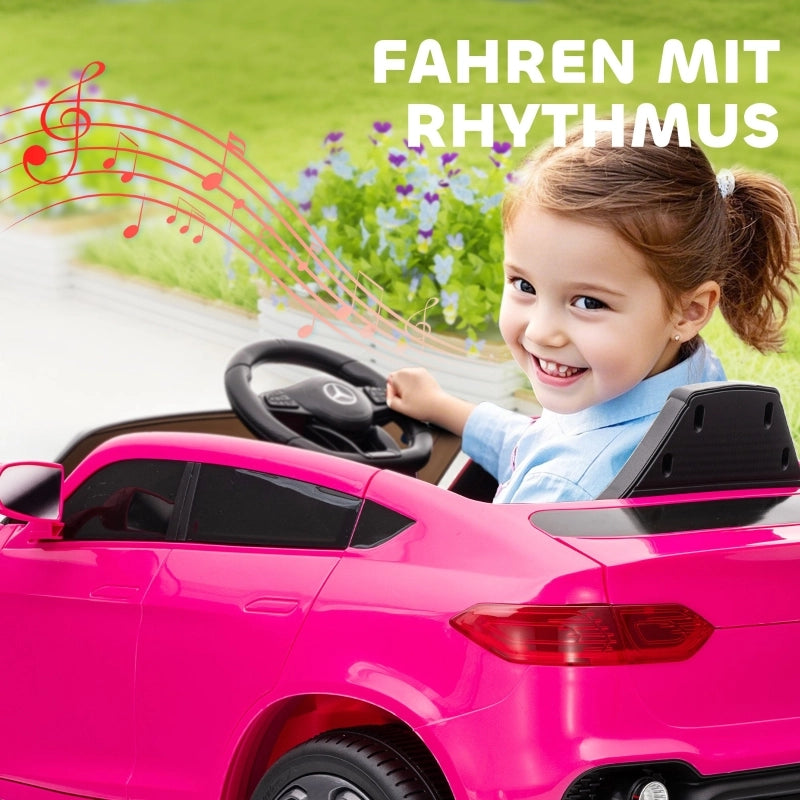 Macchina elettrica per bambini, auto per bambini 12V con telecomando, luci a LED, musica, 3 velocit¨¤, 3-6 anni, rosa