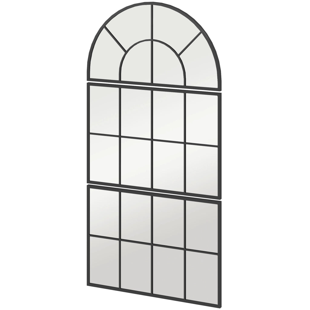 Specchio da Parete ad Arco Stile Finestra per Camera da Letto e Ingresso, 76x43 cm, Nero