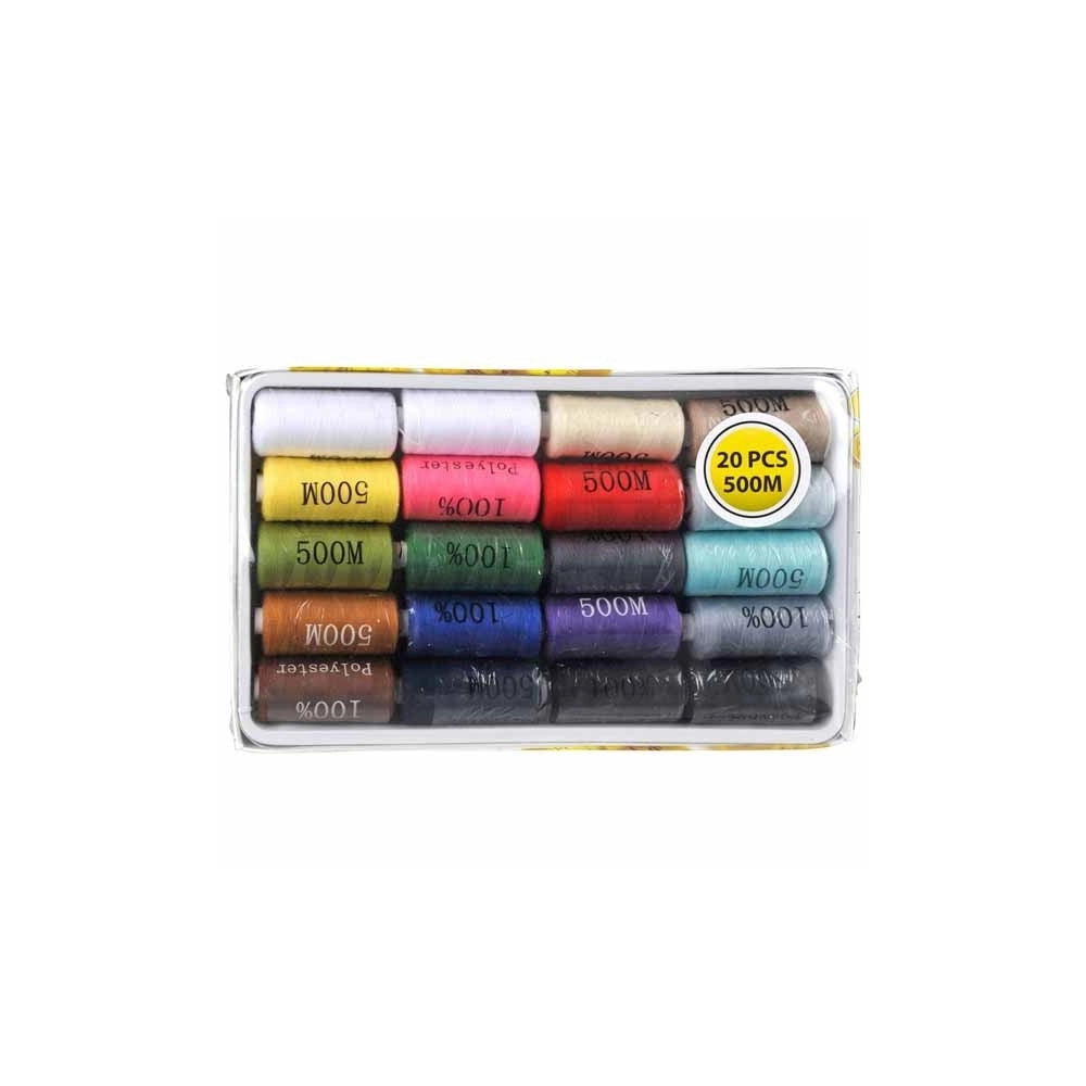 Trade Shop - Rocchetti Cucito Cucire Set 20 Pezzi 500 Metri Poliestere Kit Riparazione Filo -