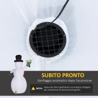 Pupazzo di Neve Gonfiabile Gigante 242cm con Luci a LED, Decorazione Natalizia per Esterno Impermeabile