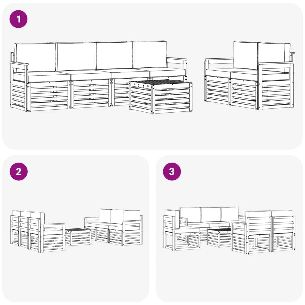 Set di divani da esterno 7 pcs Bianco e Grigio Chiaro 3391421