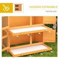 Gabbia a Due Piani per Conigli, Conigliera da Esterno in Legno di Abete, 90x45x90 cm, Legno e Verde