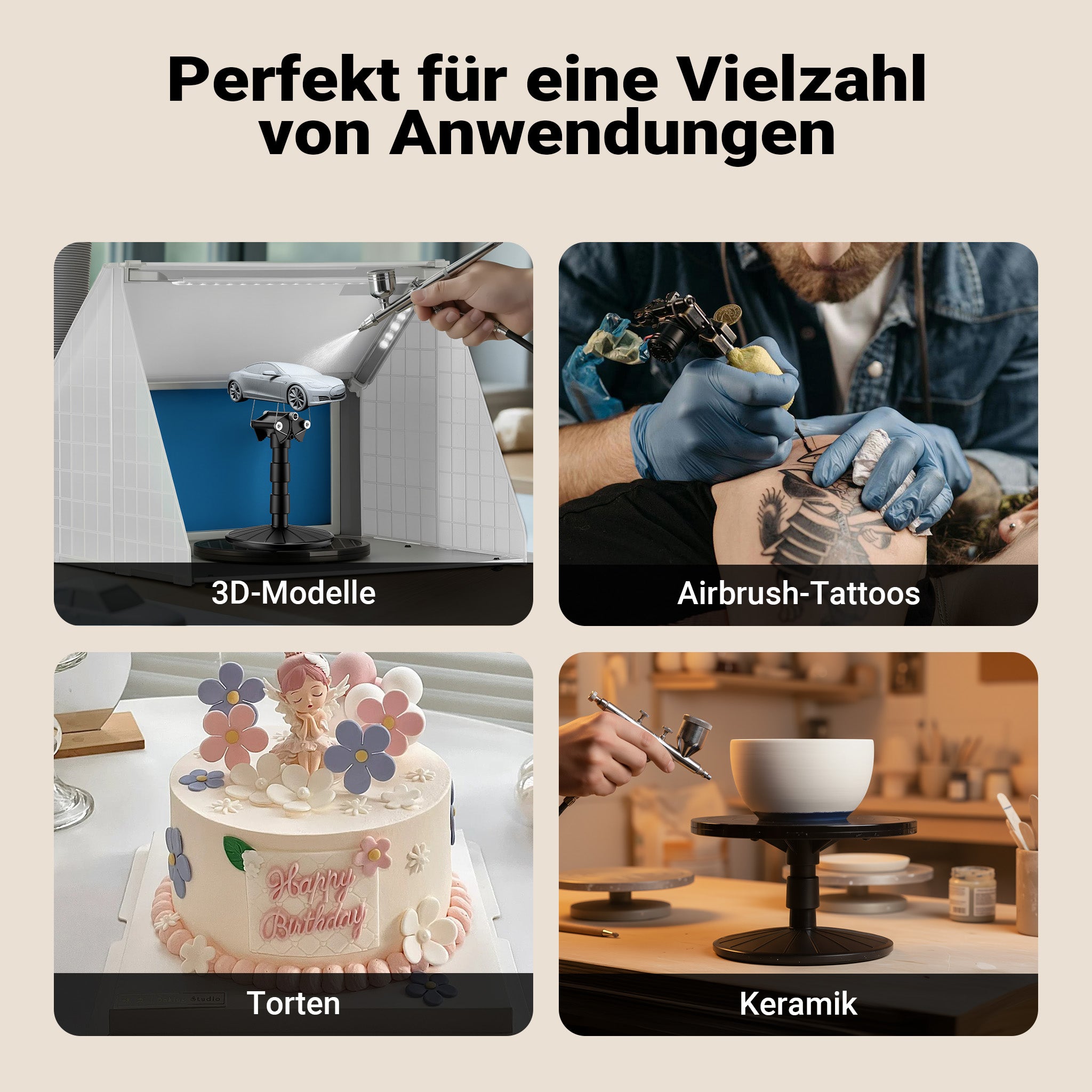 Compressore aerografo HO-826, aria compressa 45-52 l/min, compressore per pistola aerografo, serbatoio olio da 2000 ml, 3-8 bar per aerografia