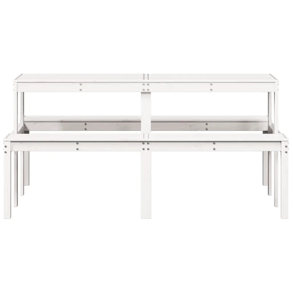 Tavolo da Picnic Bianco 160x134x75 cm in Legno Massello di Pino 832563