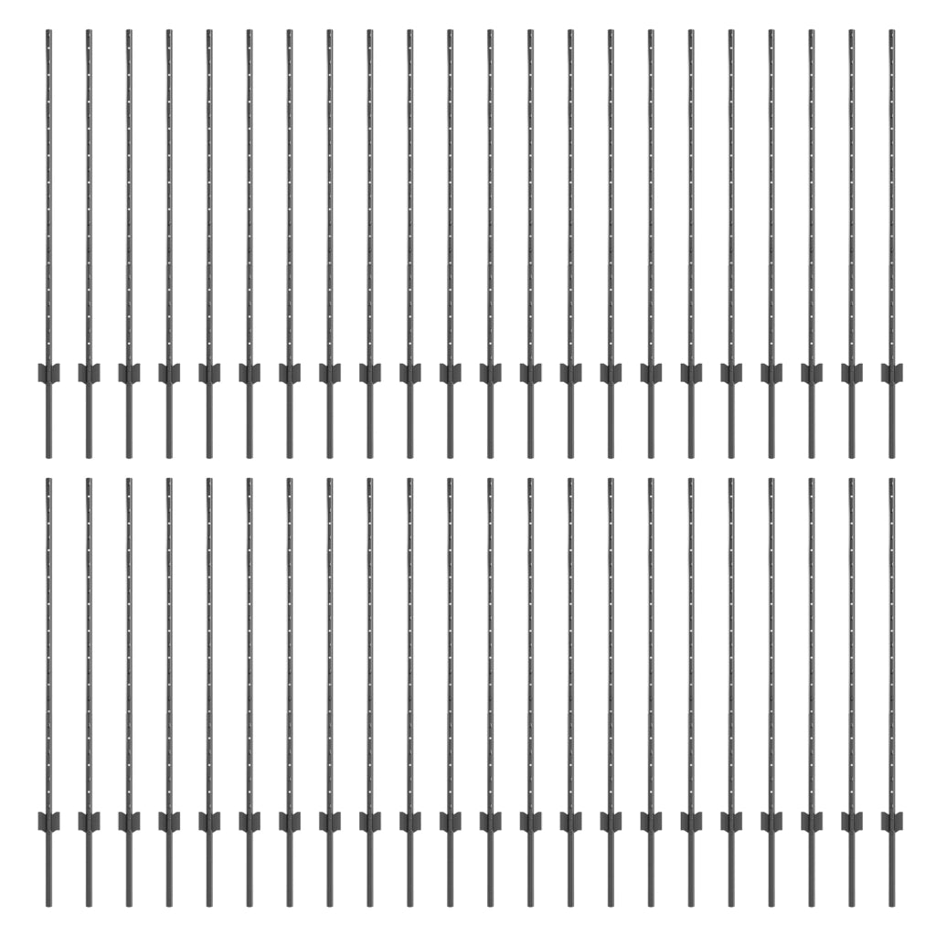 Pali per recinti 88 pcs U-Channel Grigio 160 cm Acciaio