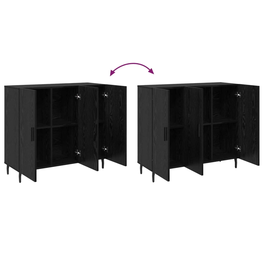 Credenza Rovere Nero 90 x 34 x 80 cm Legno multistrato 879588