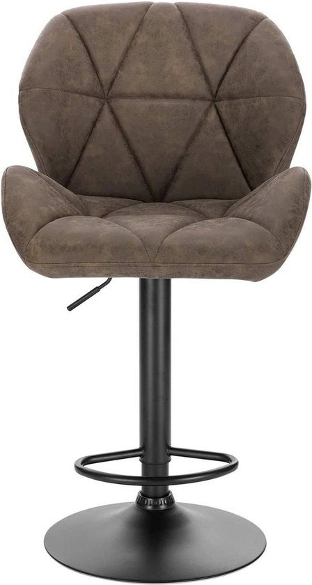 Barstoli Ergonomici in Legno - Con Schienale - Sostegno in Kunstleer - Set da 1 - Cucina - Sedili Bar con Ergonomia - Regolabile in Altezza - Altezza del Sedile 60-82cm