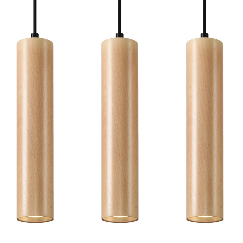 Lampadario CASANO Pure Lume 3 luci GU10 nero/legno
