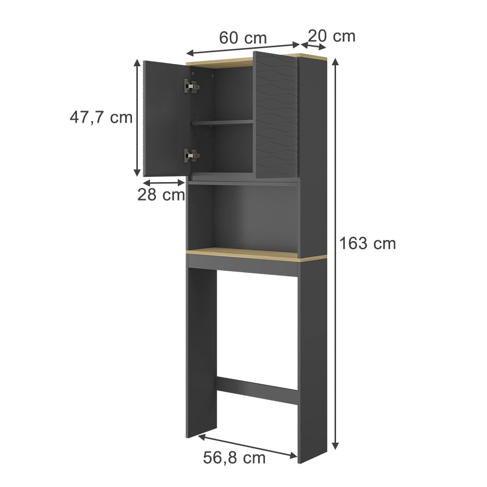 Vicco Mobiletto da toilette Antracite 60 x 163 cm