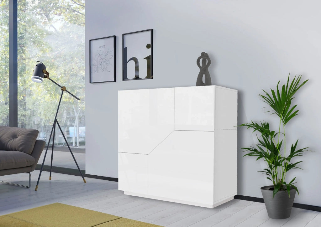 Credenza 80x43cm madia bianca 2 vani soggiorno camera cucina Adara