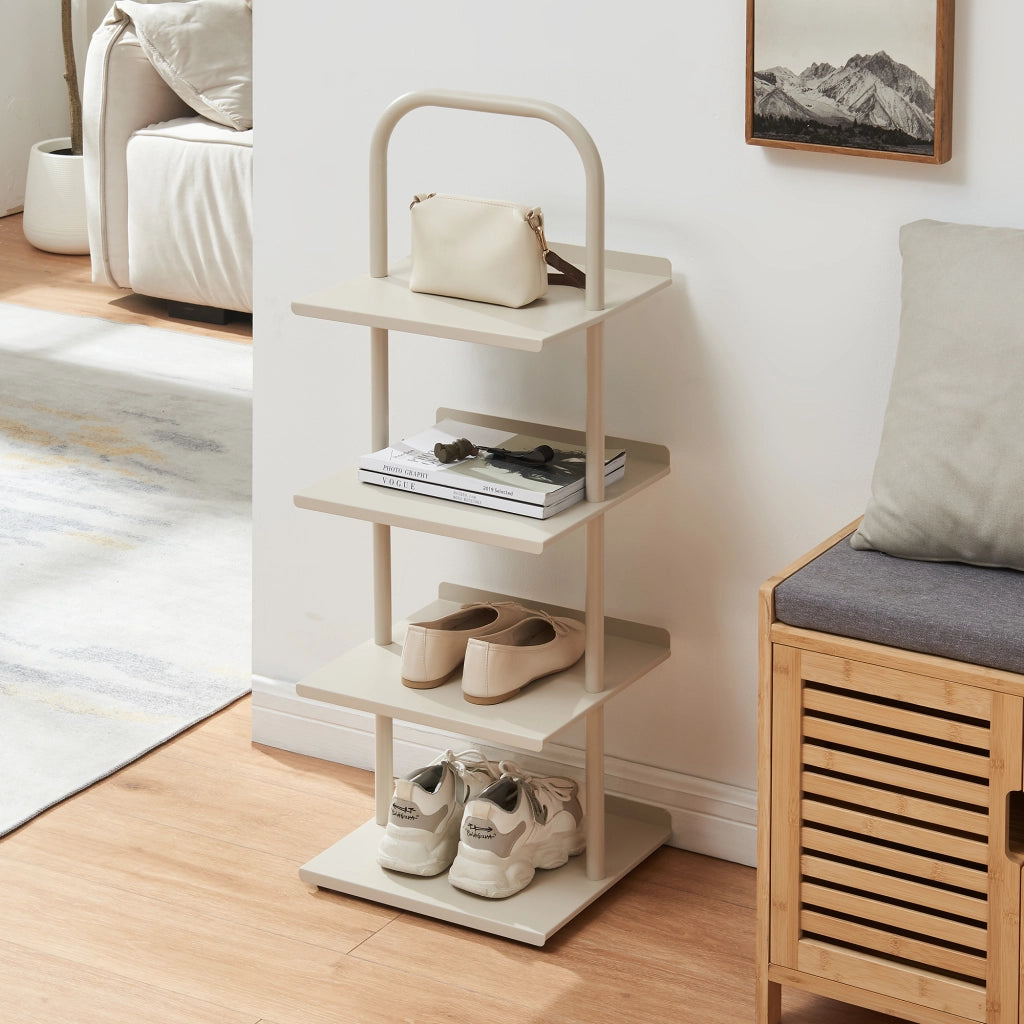 Scaffale Portascarpe Poytya Scarpiera a 4 Livelli 96 x 34 x 32 cm - Color Champagne [en.casa]