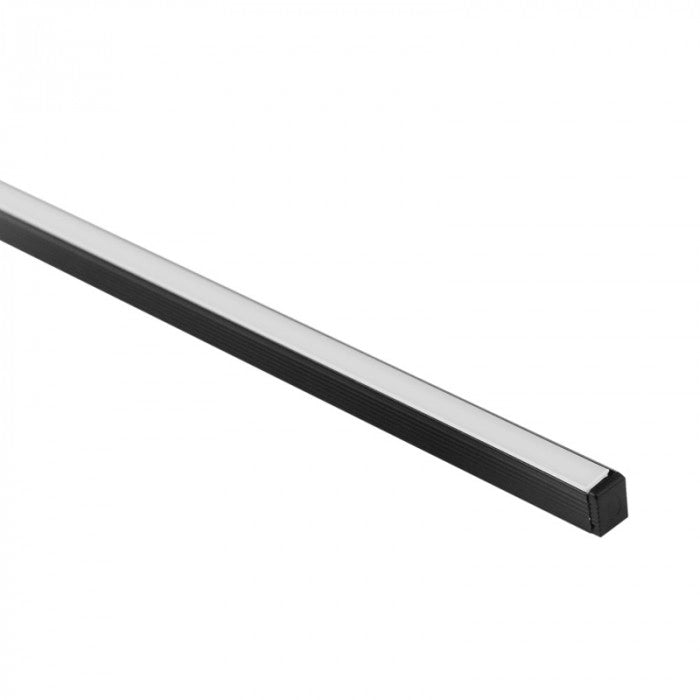 Profilo LED NW02 da superficie nero diffusore opale 2m Ecolight