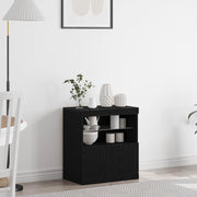 Mobile con luci LED Nero Rovere 60x37x67 cm