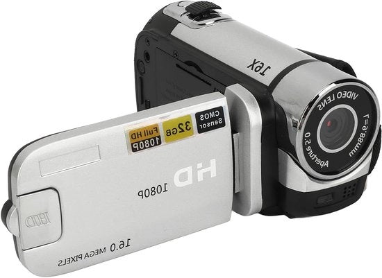 Registrazione Video Digitale D90 1080P 16X Zoom Digitale con Schermo LCD da 24 Pollici e Illuminazione, 32GB, Videocamera per Vlogging con Registrazione HD e Schermo Girevole.