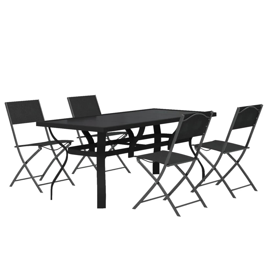 Set da Pranzo per Giardino 5 pz Grigio e Nero cod mxl 53693