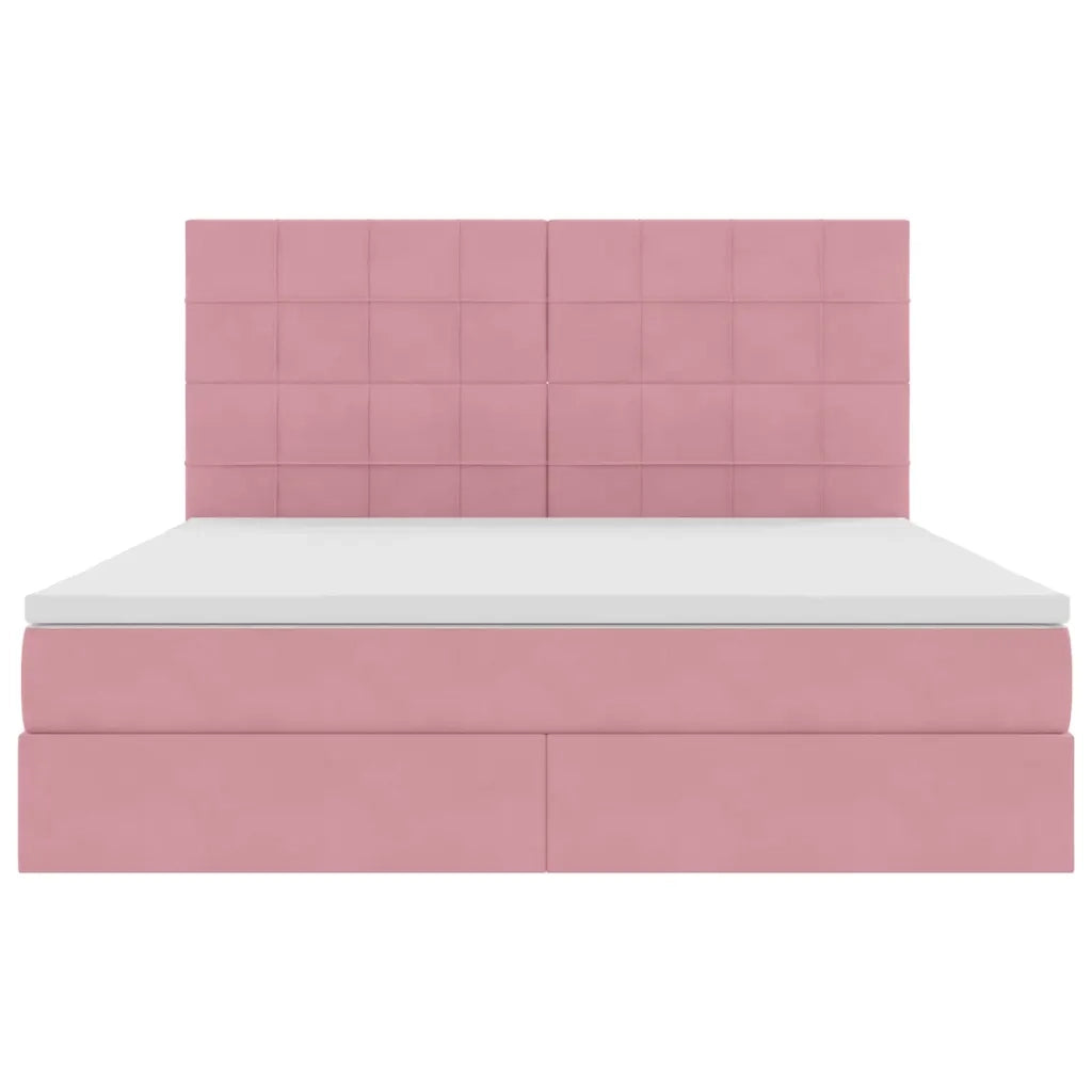 Letto con contenitore e materasso Rosa 160 x 200 cm Velluto