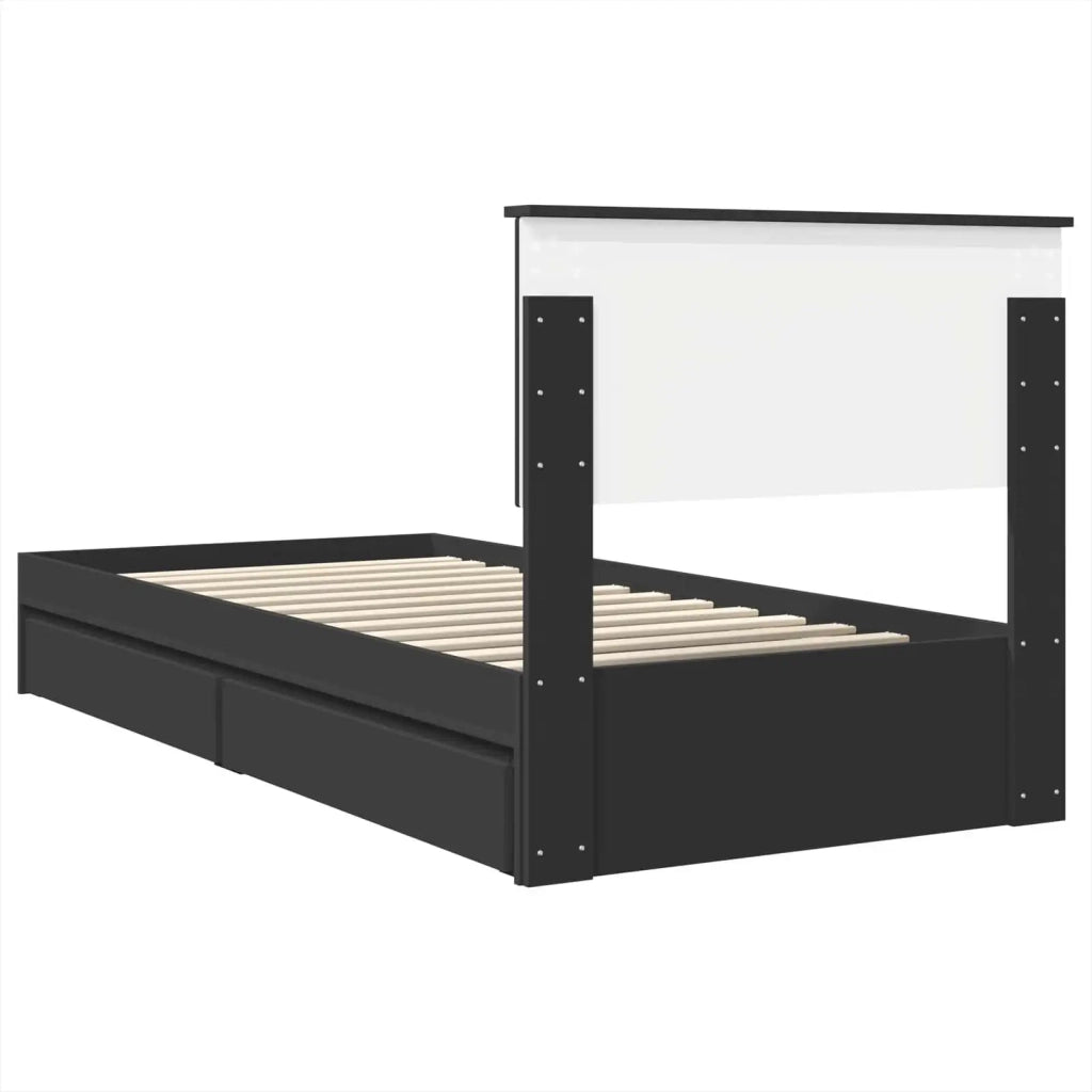 Letto con Contenitore Nero 75 x 190 cm Legno multistrato 3408509