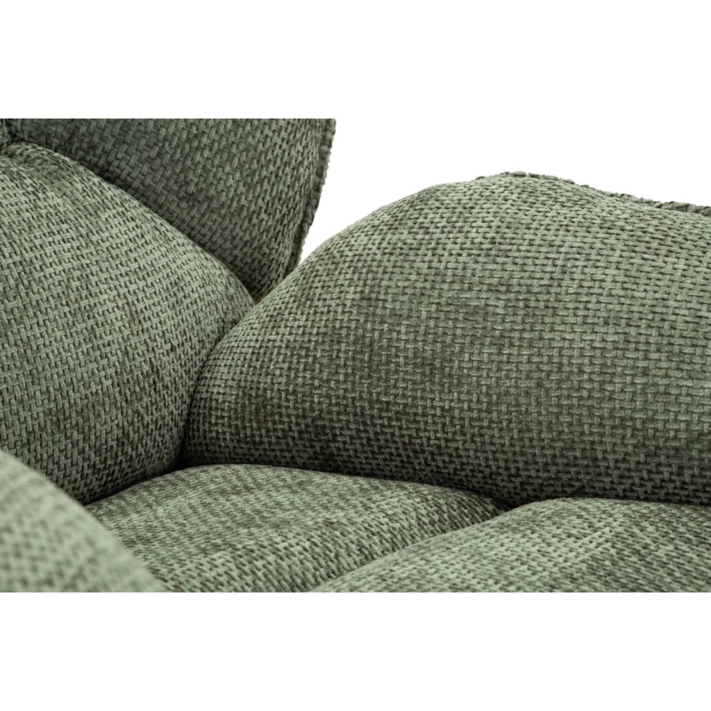 Poltrona girevole in poliestere verde con base in metallo nero