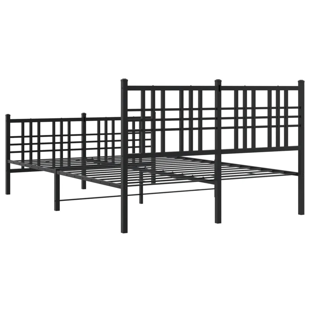 Letto matrimoniale | Letto per adulti | Giroletto con Testiera e Pediera Metallo Nero 120x190 cm