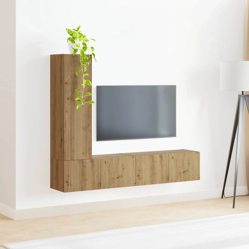 Set mobile TV 3 pcs Rovere artigianale Legno multistrato