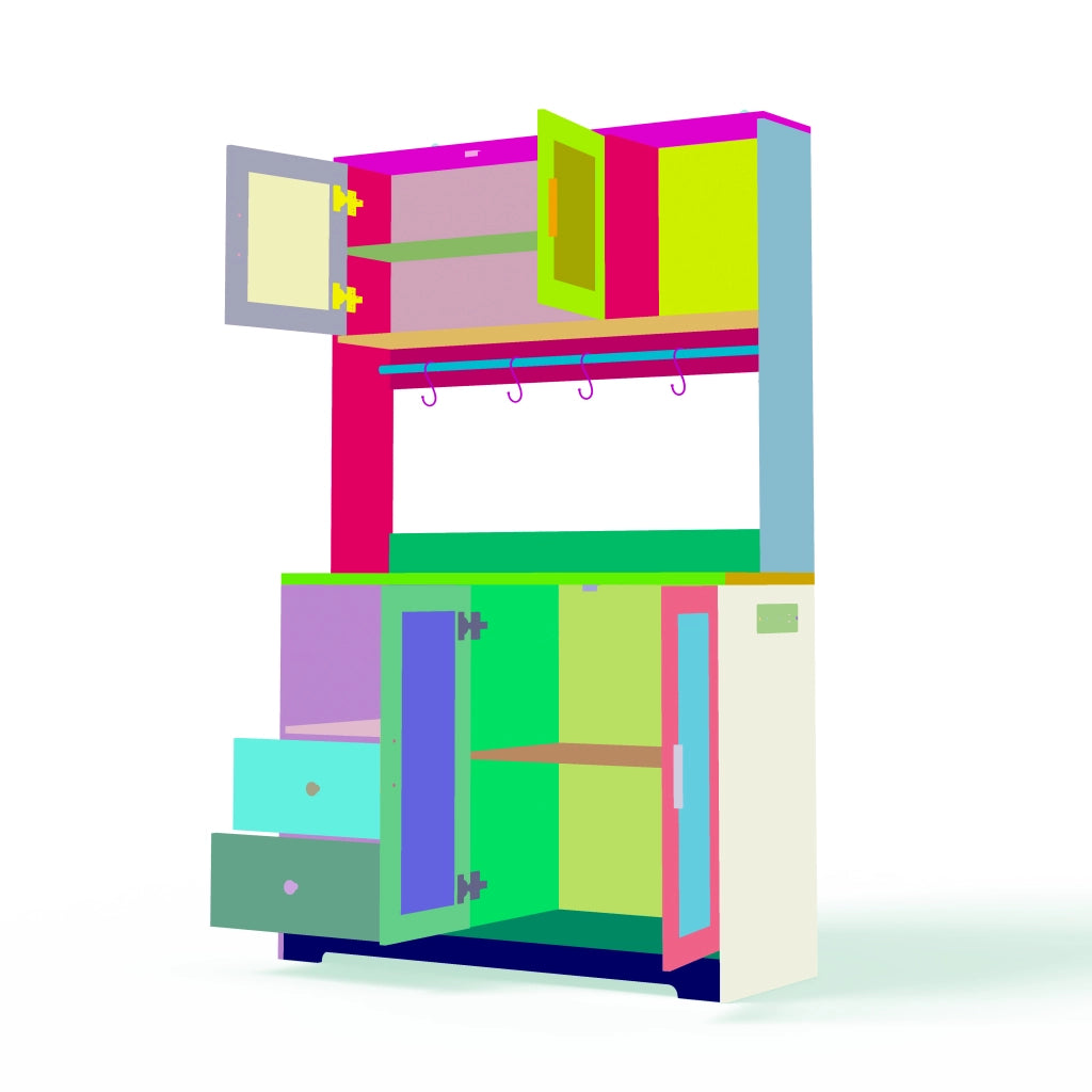 Hochschrank da cucina con LED, prese USB e ante in vetro temperato, 110 x 40 x 178 cm, nero