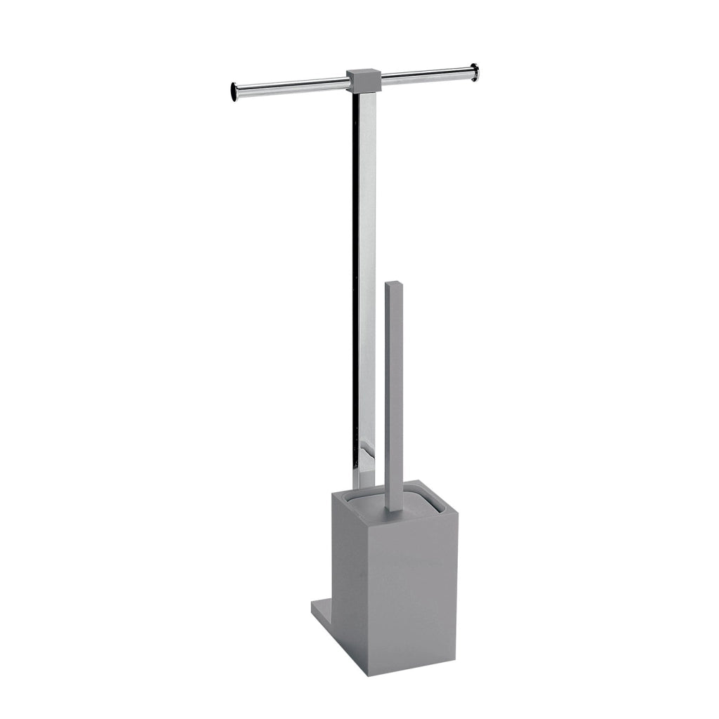 Colonnina portarotolo e scopino WC acciaio inox e resine termoplastiche serie Rainbow Gedy RA32 Grigio