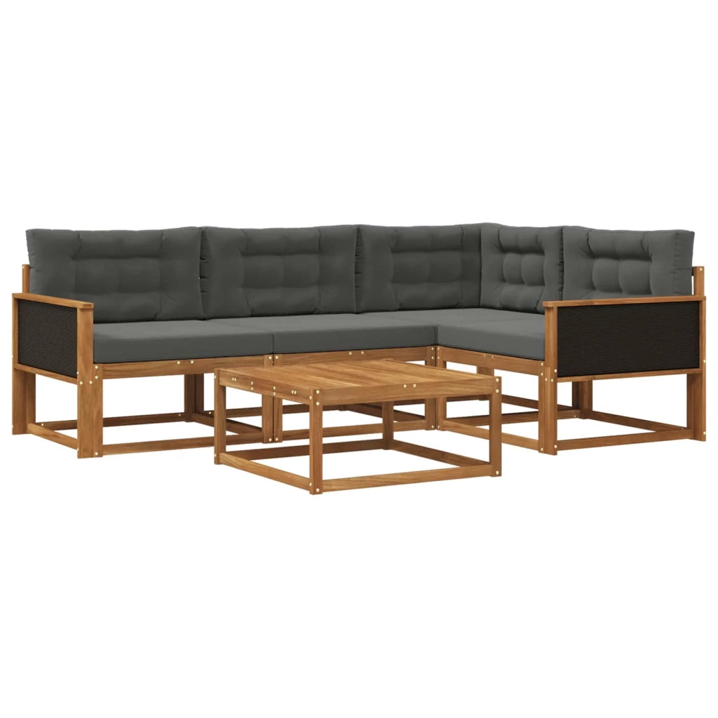 Set di divani da esterno con cuscino 5 pcs Naturale e Antracite 3382535
