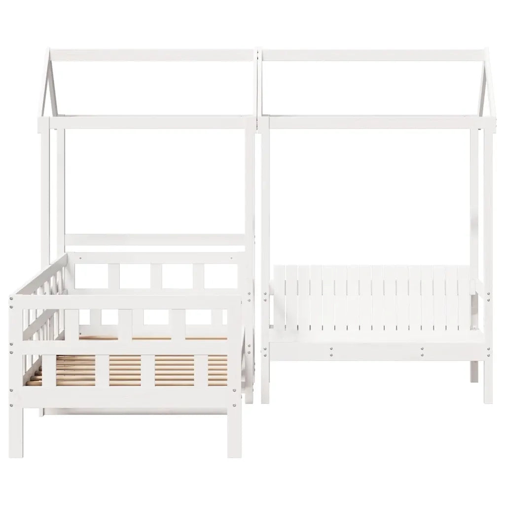 Set Dormeuse con Tetto Bianco 80x200 cm Legno Massello di Pino 3282247
