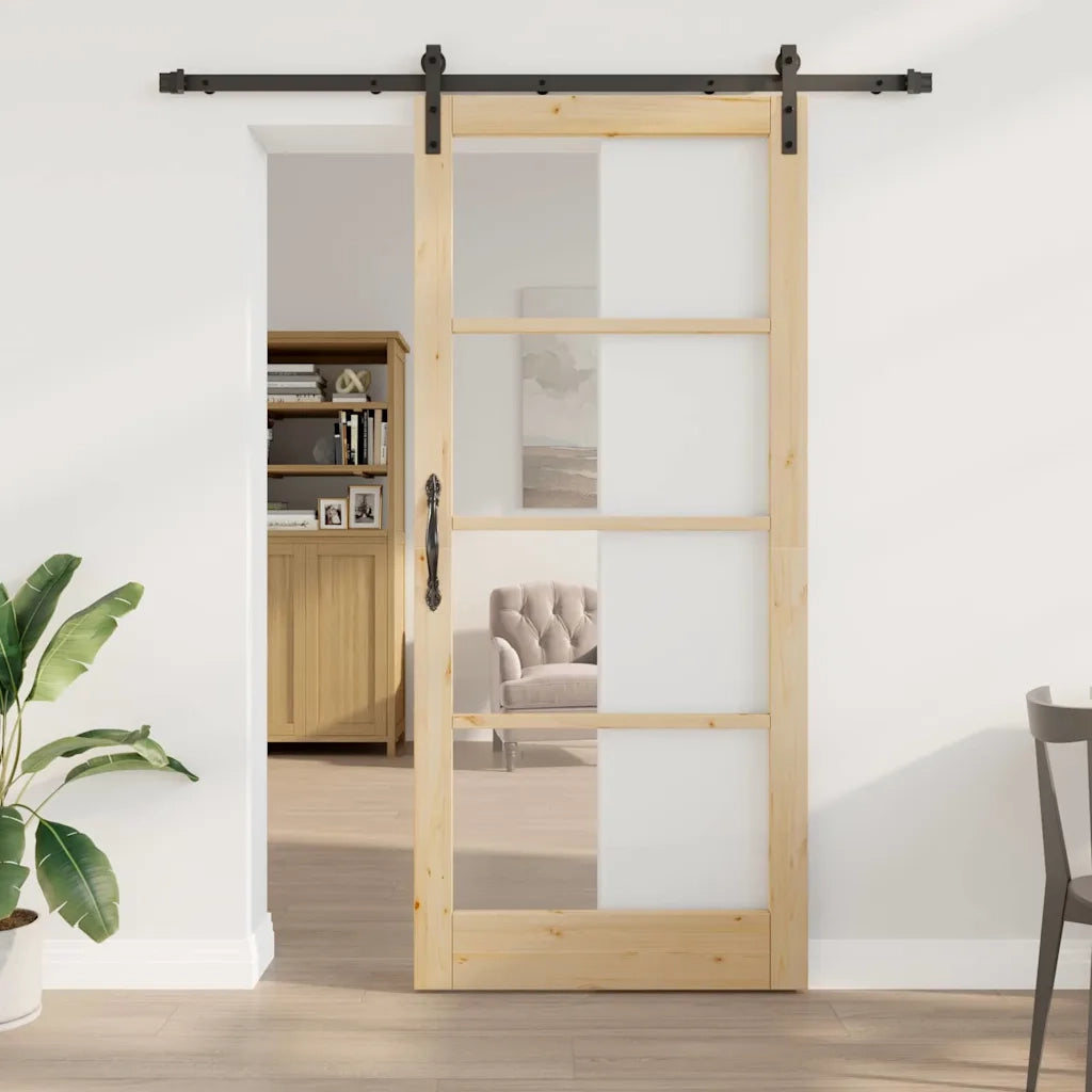 Porta scorrevole ORKDAL Naturale e Nero 93 x 211 cm 3331841