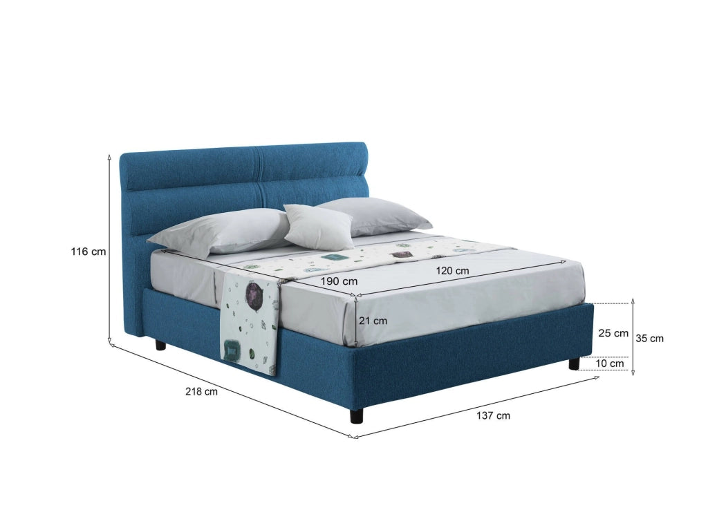 Briosco, Letto Piazza e Mezza Materasso Incluso Made in Italy, blu
