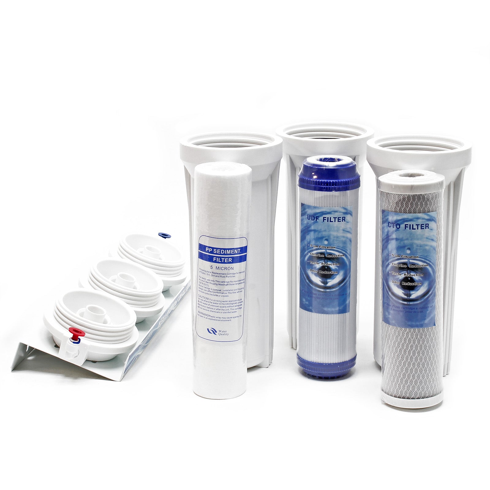 Naturewater Filtro dell'acqua a 3 livelli NW-PR303, con cartucce filtranti da 254 mm, con rubinetto