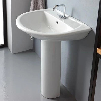 Lavabo a colonna da 65 cm in ceramica bianco lucida Rak Karla
