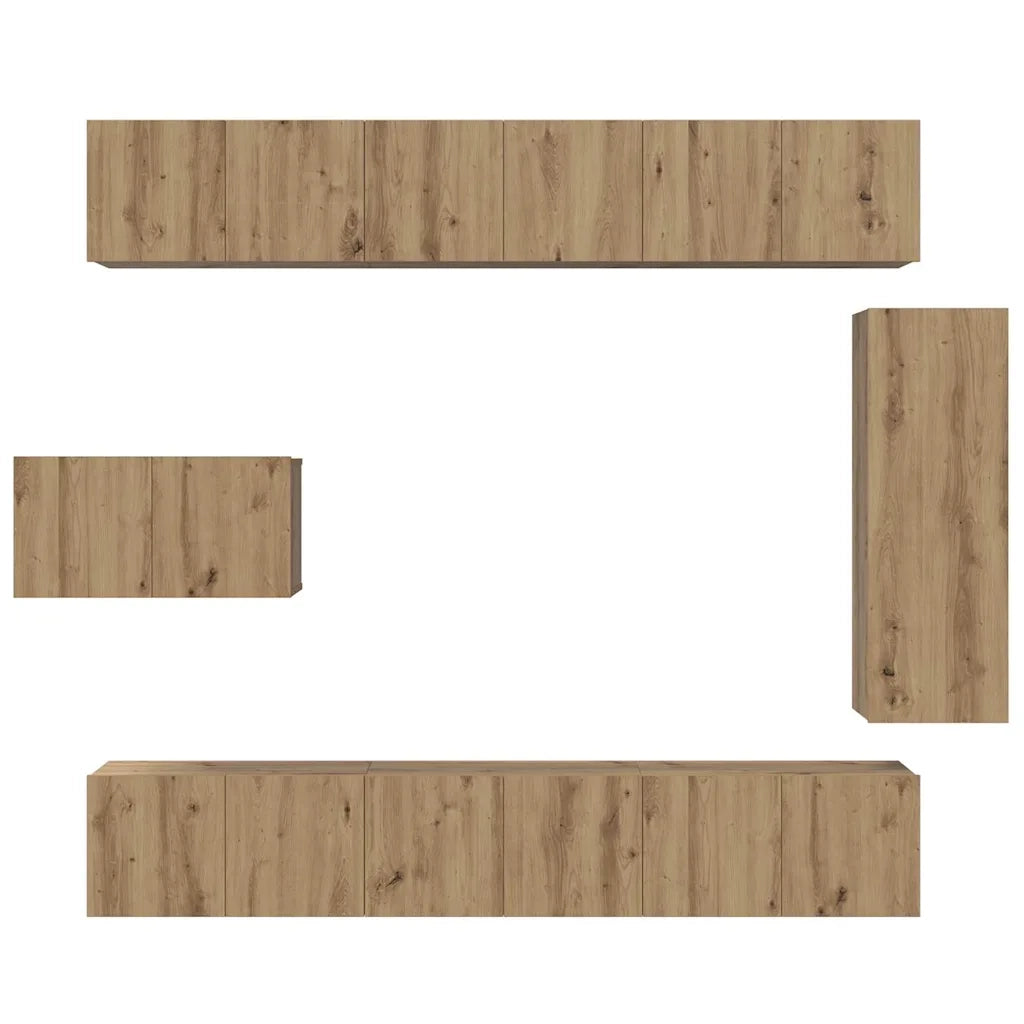 Set mobile TV 8 pcs Rovere artigianale Legno multistrato 3393134