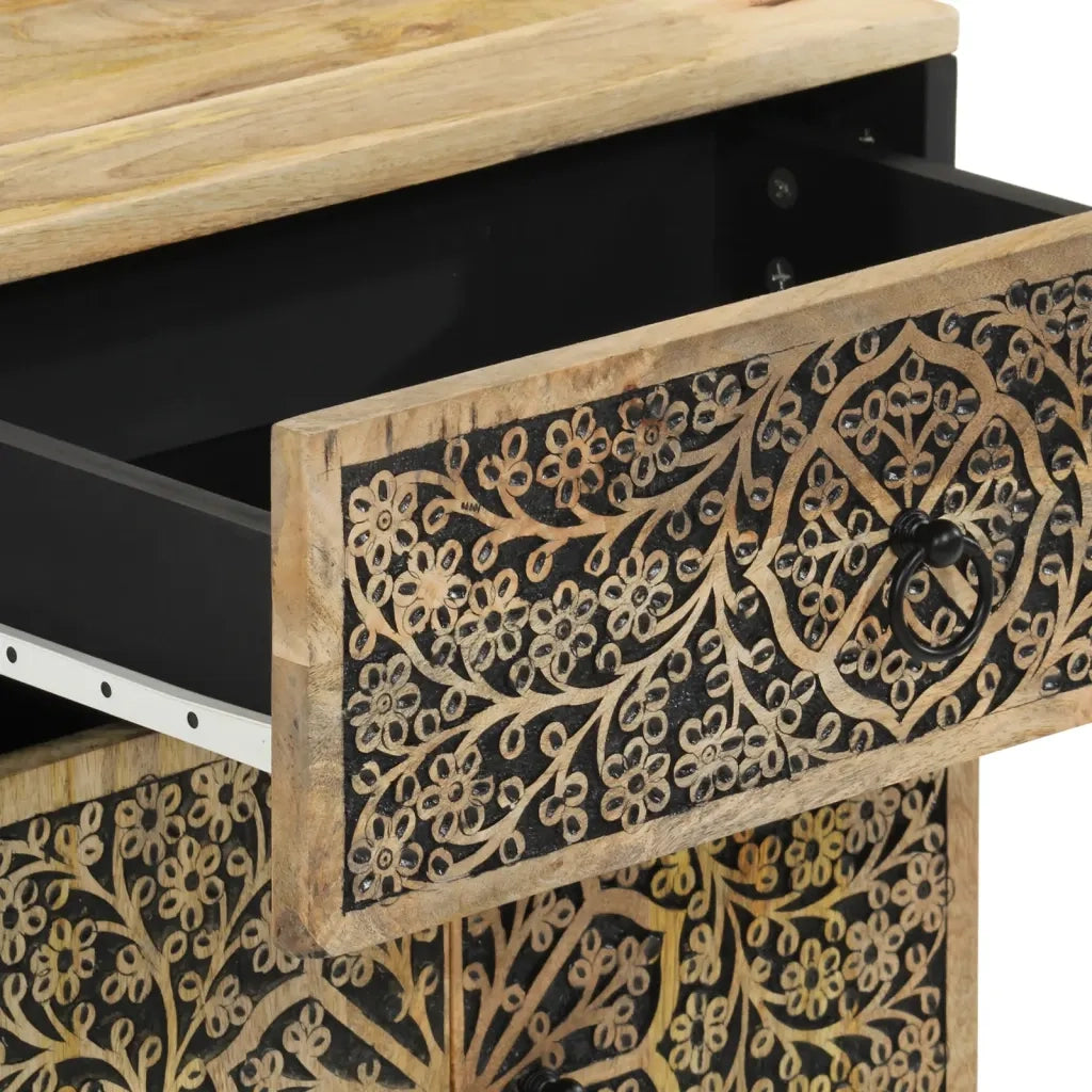 Comodino | Armadio da Notte | Mobiletto da notte 50x33x60 cm in Legno Massello di Mango