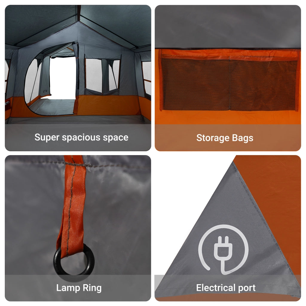 Tenda da campeggio  con finestre grigia e arancione per 10 persone impermeabile