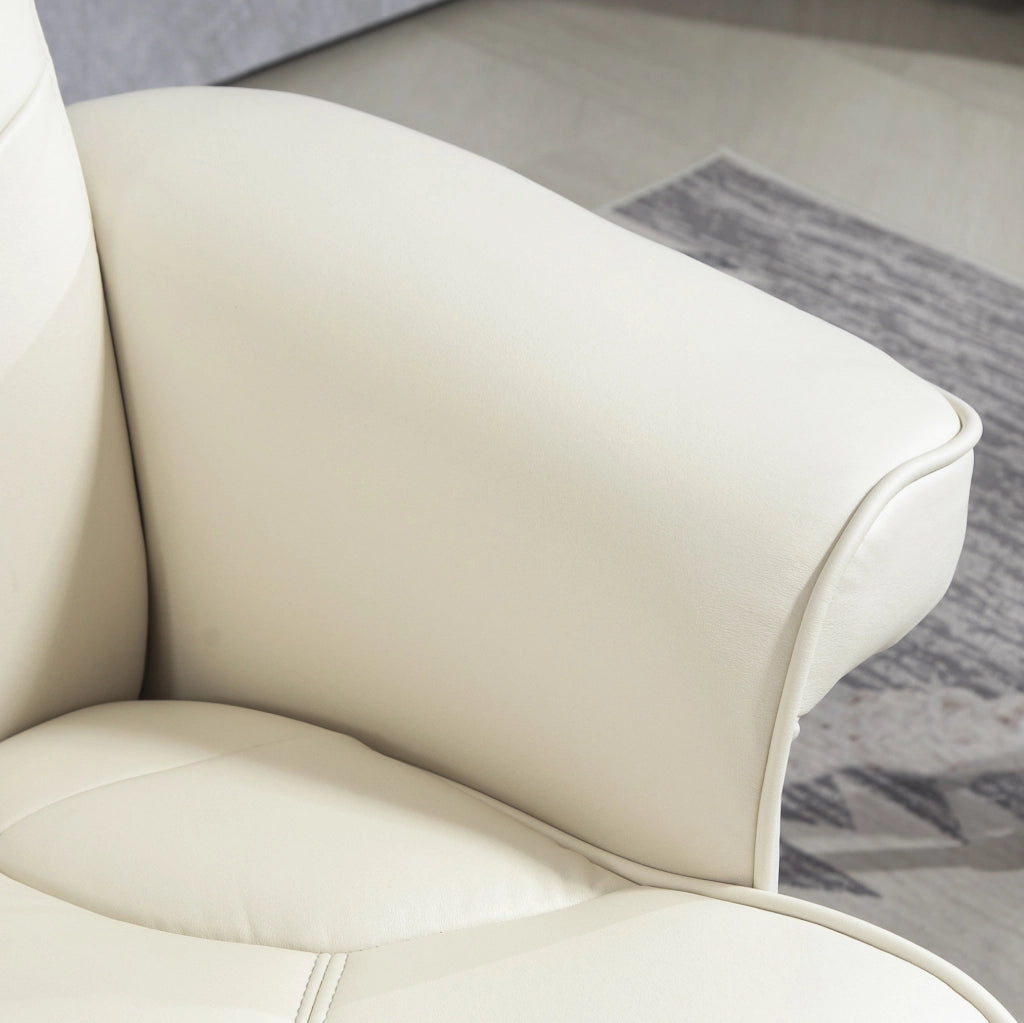 Poltrona relax reclinabile con poggiapiedi, crema