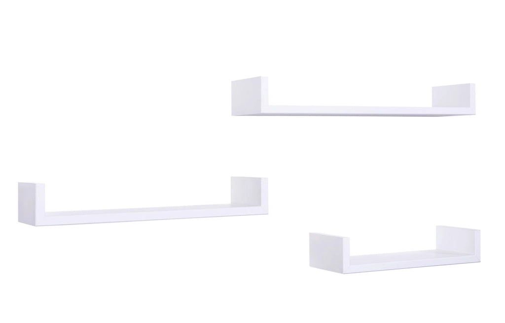 Set 3 Mensole da Parete 60-50-40x15,5x8 cm in Fibra di Legno Calamita Bianco
