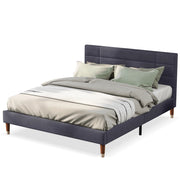 Letto matrimoniale 140x200 cm con rete e testiera imbottita legno grigio (Senza materasso)
