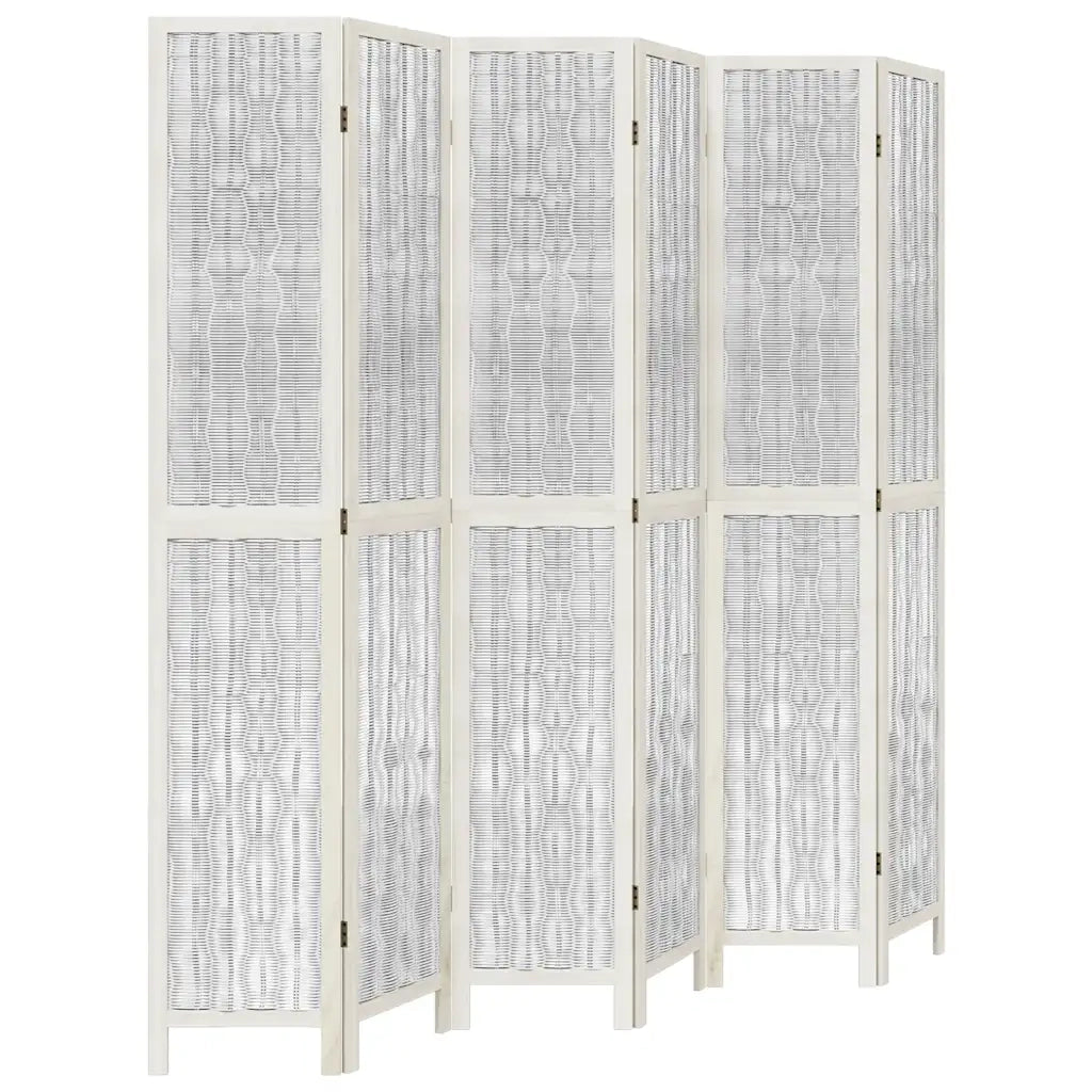 Divisorio Ambienti 6Pannelli Bianco Legno Massello di Paulowniacod mxl 91649